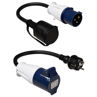 Adapter-Kabel McPower, CEE Stecker Kupplung, je 0,35m, H07RNG 3G2,5, 2er-Set 