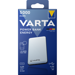Akku Powerbank VARTA, 5.000mAh, Energy, weiss, 2x USB-A, Micro-B 