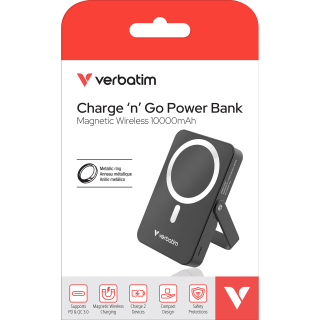 Akku Powerbank Verbatim, 10.000mAh, Charge´n´Go, schwarz 