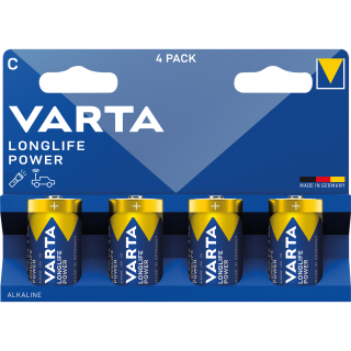 Baby-Batterie VARTA "Longlife Power", Typ C, Alkaline, LR14, 1,5V, 4er-Pack 