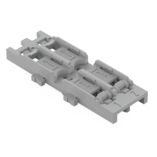 Befestigungsadapter WAGO, 2-fach, für Durchgangsverbinder mit Hebel,Rastfuß,grau 