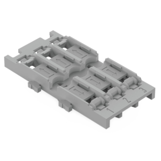 Befestigungsadapter WAGO, 3-fach, für Durchgangsverbinder mit Hebel,Rastfuß,grau 
