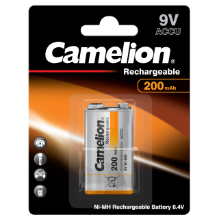 Block-Akku CAMELION, 200mAh, Typ 9V Block, NiMH, 1er-Blister 