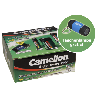 CAMELION Super Heavy Duty Set 40-tlg, 24xAA Mignon, 12xAAA Micro, 4xC Baby 