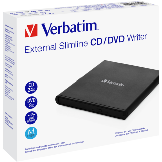 DVD Recorder Verbatim, USB 2.0, 8x/6x/24x, Slimline 