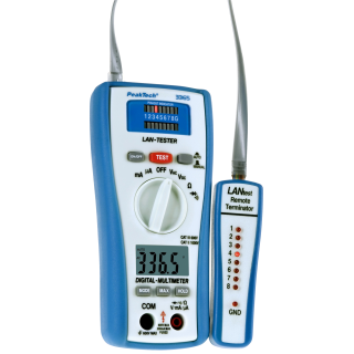 Digitalmultimeter PeakTech "P3365", mit LAN- Tester, 2000 Counts, 600V AC/DC, 200mA AC/DC 