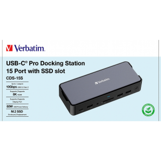 Docking Station Verbatim, USB-C Pro, CDS-15S, 15-Port 