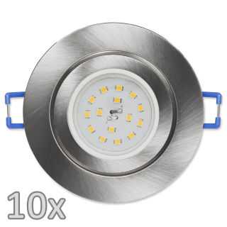 Einbauleuchten-Set McShine, 10xRahmen, 10x LED-Modul, 5W, 400lm, 230V, Edelstahl 