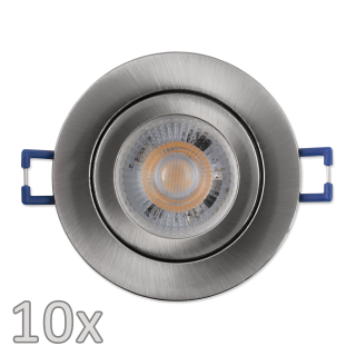 Einbauleuchten-Set McShine, 10xRahmen,10x LED-Modul, 5W, 400lm, 230V, Edelstahl, 