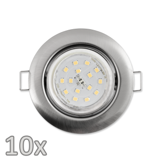 Einbauleuchten-Set McShine, 10xRahmen, 10x LED-Strahler, Edelstahl gebürstet 