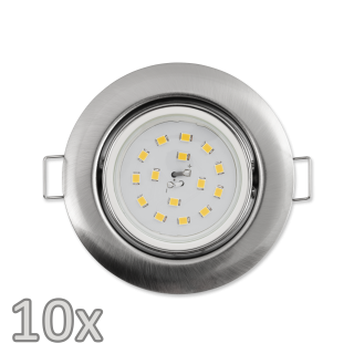 Einbauleuchten-Set McShine, 10xRahmen, 10xLED-Modul, 5W, 400lm, 230V, Edelstahl 