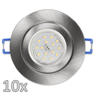 Einbauleuchten-Set McShine, 10xRahmen, 10xLED-Strahler,Edelstahl, 5W,500lm, IP44 