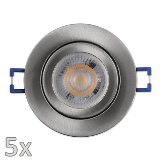 Einbauleuchten-Set McShine, 5xRahmen, 5xLED-Modul, 5W, 400lm, 230V, Edelstahl 