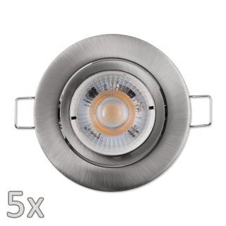 Einbauleuchten-Set McShine, 5xRahmen, 5xLED-Modul, 5W, 400lm, 230V, Edelstahl 