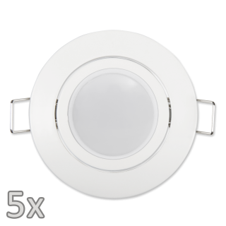 Einbauleuchten-Set McShine, 5xRahmen, 5xLED-Modul, 3W, 265lm, 230V, weiß 