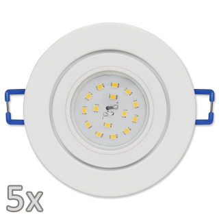 Einbauleuchten-Set McShine, 5xRahmen, 5xLED-Strahler, 5W, 400lm, 230V, weiß,IP44 