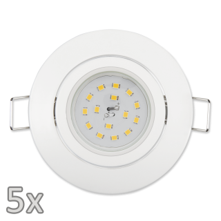 Einbauleuchten-Set McShine, 5xRahmen, 5xLED-Strahler, 5W, 400lm, 230V, weiß 