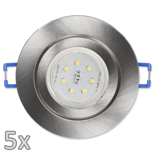 Einbauleuchten-Set McShine, 5xRahmen, 5xLED-Strahler,  GU10, 3W, 300 lm, IP44 