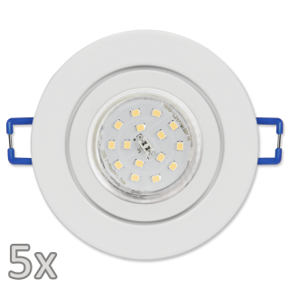 Einbauleuchten-Set McShine, 5xRahmen, 5xLED-Strahler, GU10, 5W, 500lm, weiß,IP44 