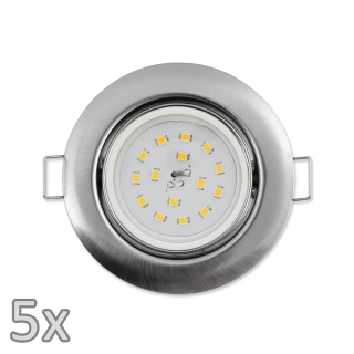 Einbauleuchten-Set McShine, 5xRahmen, 5xLED-Strahler, 5W, 400lm, 230V, Edelstahl 