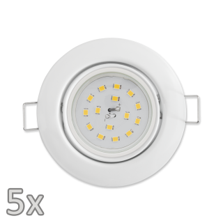 Einbauleuchten-Set McShine, 5xRahmen, 5xLED-Strahler, 5W, 400lm, 230V, weiß 