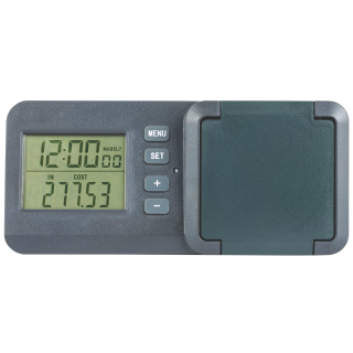 Energiekostenmessgerät mit LCD-Display, IP 44, schwarz-grün 