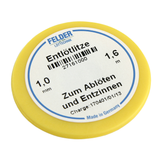 Entlötlitze FELDER, 1,0mm, mit halogenfreiem Flussmittel getränkte Kupferlitze, 1,60m Spule 