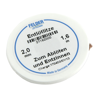 Entlötlitze FELDER, 2,0mm, mit halogenfreiem Flussmittel getränkte Kupferlitze, 1,60m Spule 