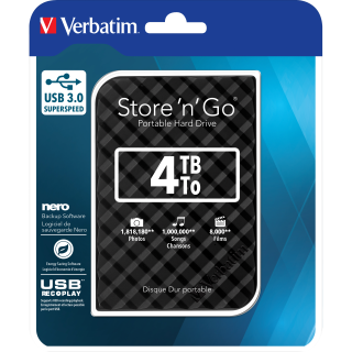 Externe Festplatte "Store 'n' Go" Verbatim, 4 TB Speicher, USB 3.0, inkl. Kabel 