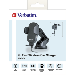 Fast Wireless Charger Verbatim, KFZ, Qi, 9V/12V, FWC-01 
