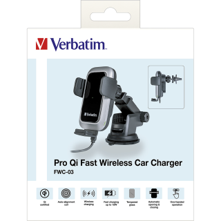 Fast Wireless Charger Verbatim, KFZ, Qi, 9V/12V, FWC-03 