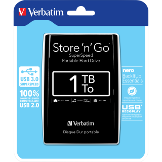 Festplatte Verbatim, 1TB, USB 3.0, 6.35cm (2.5''), schwarz 