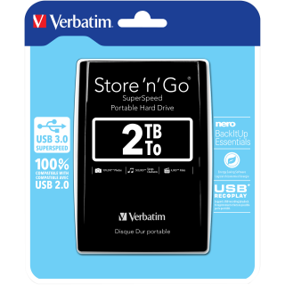 Festplatte Verbatim, 2TB, USB 3.0, 6.35cm (2.5''), schwarz 