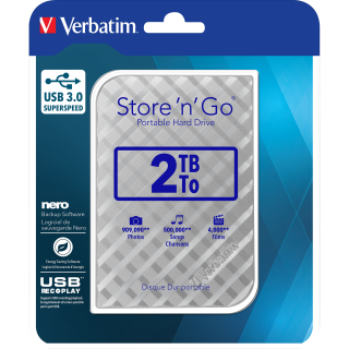 Festplatte Verbatim, 2TB, USB 3.0, 6.35cm (2.5''), silber 