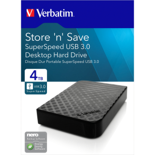 Festplatte Verbatim, 4TB, USB 3.0, 8.89cm (3.5''), schwarz 