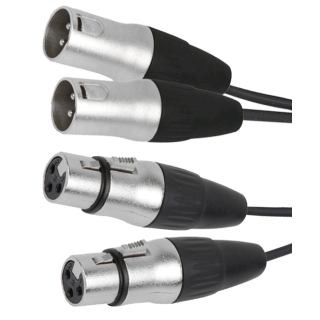 Hochwertiges Verbindungskabel BST "XLRM-XLRF-1.5X2" 1m, 2x XLR Stecker u. Buchse 