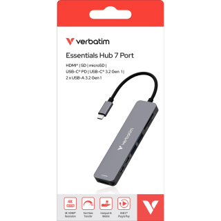 Hub Verbatim, USB-C Essentials, 7 Port mit Card Reader   