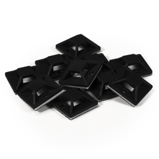 Kabelsockel McPower für Kabelbinder 20x20mm, schwarz, selbstklebend, 10er-Pack 