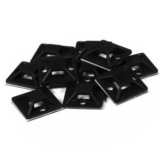 Kabelsockel McPower für Kabelbinder 25x25mm, schwarz, selbstklebend, 10er-Pack 