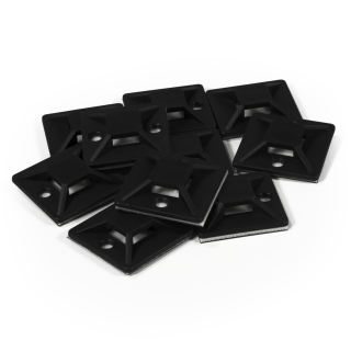 Kabelsockel McPower für Kabelbinder 30x30mm, schwarz, selbstklebend, 10er-Pack 