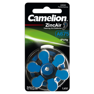 Knopfzelle CAMELION, A675, Zink-Luft, 6er-Blister 