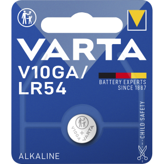 Knopfzelle VARTA "Electronics",  LR54, V10GA, 1,5V, Alkaline, 1er-Blister 