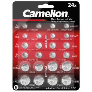 Knopfzellen-Sortiment Camelion, Zink-Mangan-Dioxid + Lithium-Mangan, 1,5V/3V 