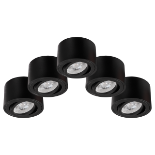 LED-Aufbauleuchte McShine, 5W, 400Lumen, 3000K, ØxH 80x50mm, schwarz, 5er-Pack 