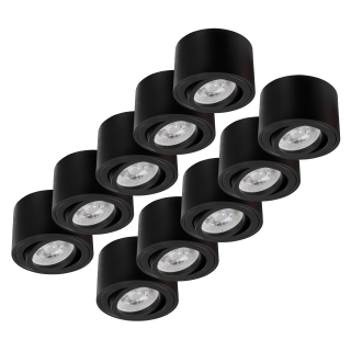 LED-Aufbauleuchte McShine, 5W, 400Lumen, 3000K, ØxH 80x50mm, schwarz, 10er-Pack 