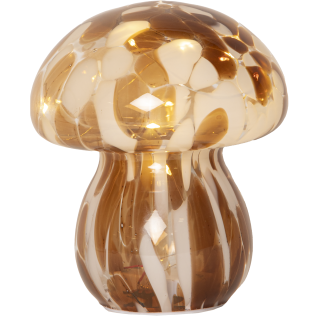 LED-Dekoration "Funghi", Glas, braun/weiß, 13x15cm, IP20 