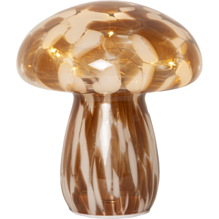 LED-Dekoration "Funghi", Glas, braun/weiß, 15x17cm, IP20 