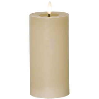 LED-Echtwachs-Kerze "Flamme Flow Pillar" , beige, 17.5x7.5cm, Timer