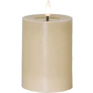 LED-Echtwachs-Kerze "Flamme Flow" , beige, 12,5x7,5cm, Timer 