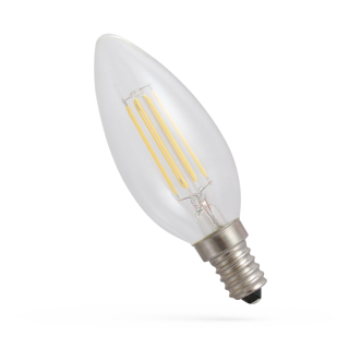 LED Filament Kerzenlampe, E14, 230V, 4W, 1800K - ultra warmweiß, klar 